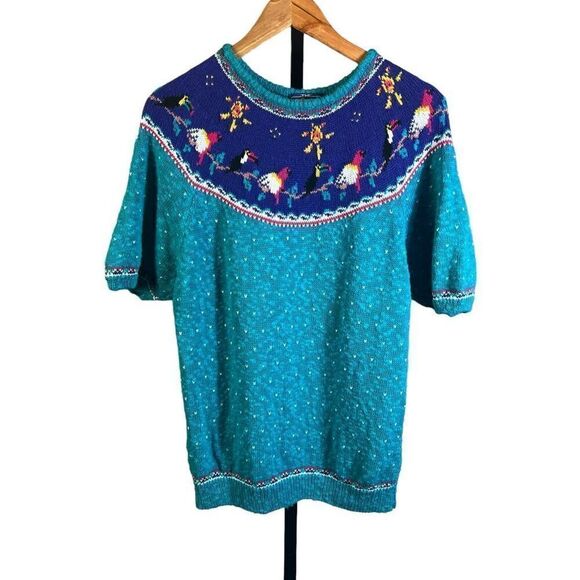 Woolrich Women's Grandma Ribbed Crew Neck Pullover Sweater Blue Large - Picture 1 of 4